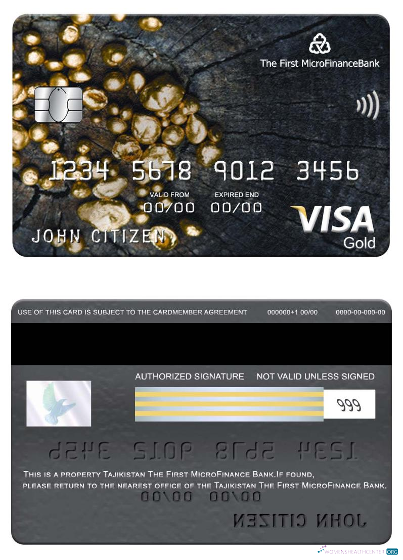 Download Tajikistan The First MicroFinance (FMFB) bank visa gold card Photoshop template